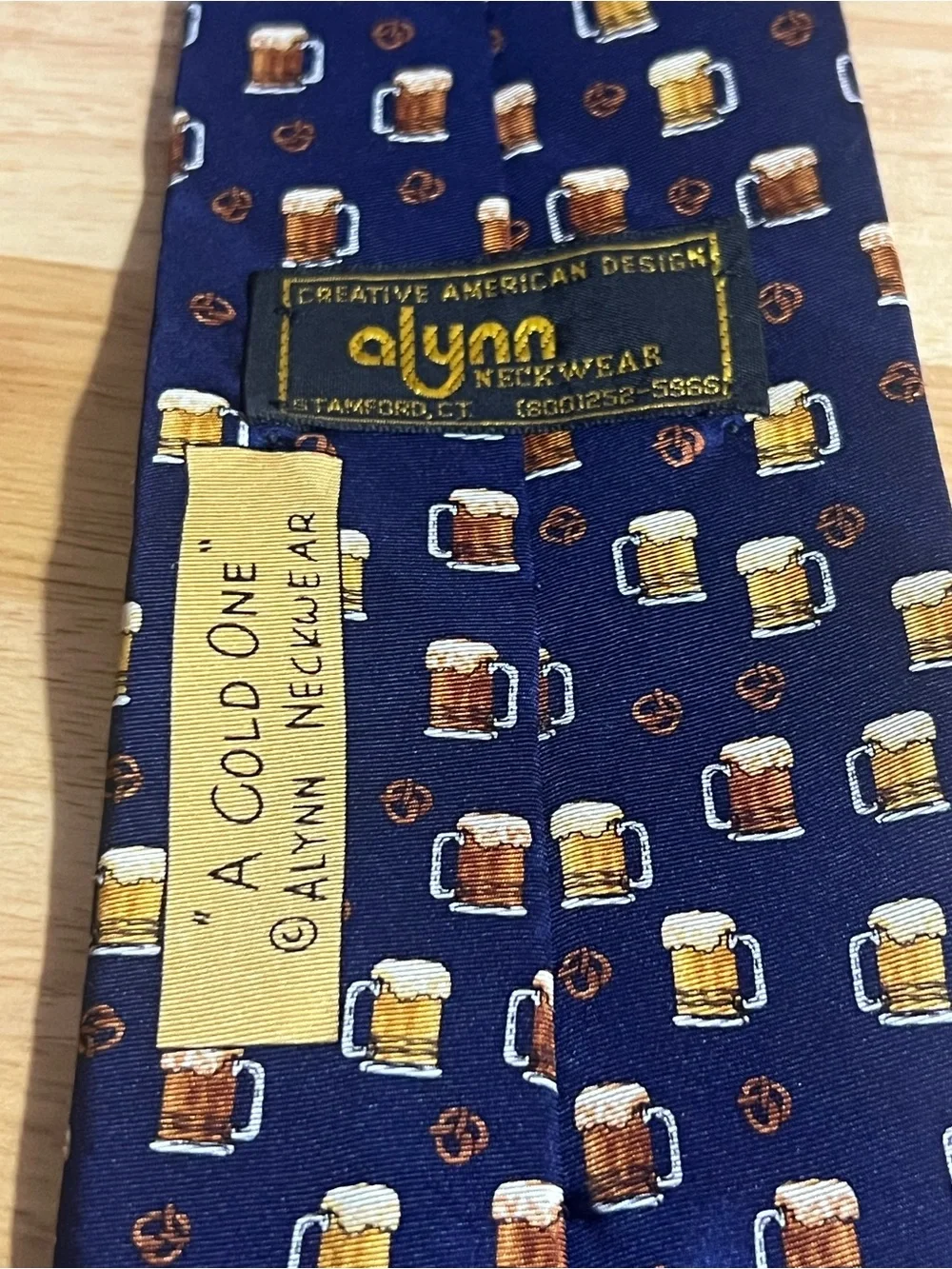 Navy Men’s Tie with Beer Mug Pattern